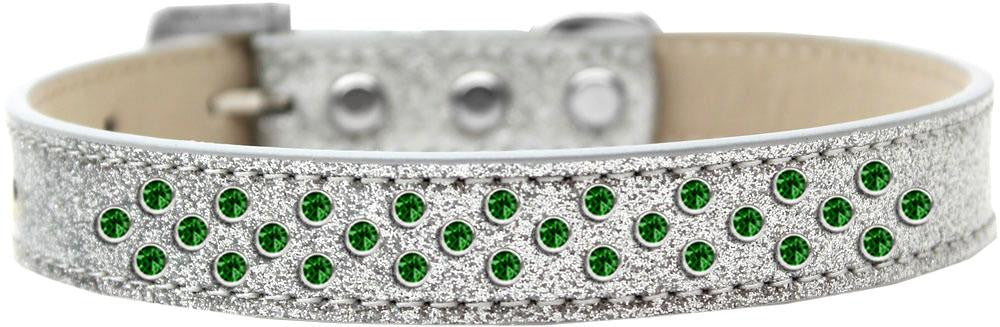 Sprinkles Ice Cream Dog Collar Emerald Green Crystals Size 20 Silver