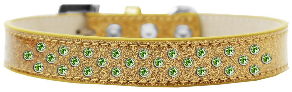 Sprinkles Ice Cream Dog Collar Lime Green Crystals Size 14 Gold