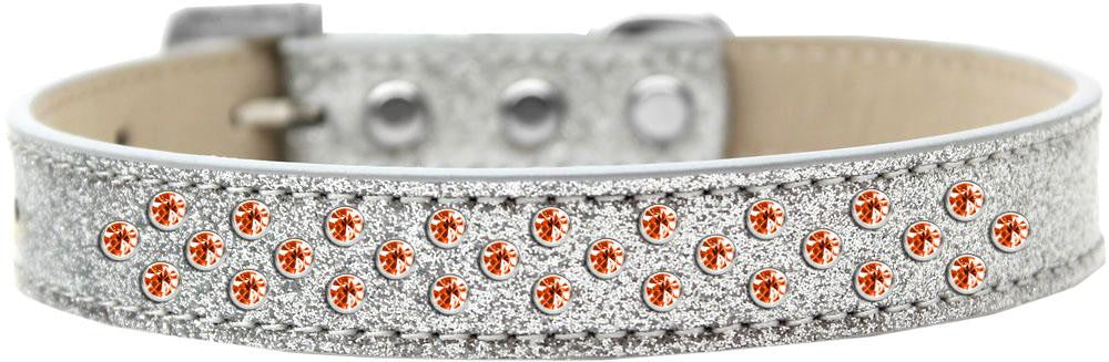 Sprinkles Ice Cream Dog Collar Orange Crystals Size 12 Silver