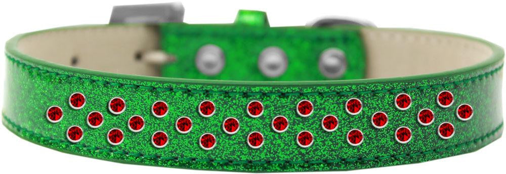 Sprinkles Ice Cream Dog Collar Red Crystals Size 16 Emerald Green