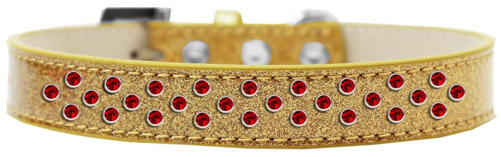 Sprinkles Ice Cream Dog Collar Red Crystals Size 16 Gold