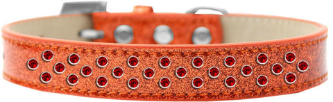 Sprinkles Ice Cream Dog Collar Red Crystals Size 18 Orange