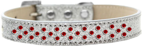 Sprinkles Ice Cream Dog Collar Red Crystals Size 12 Silver