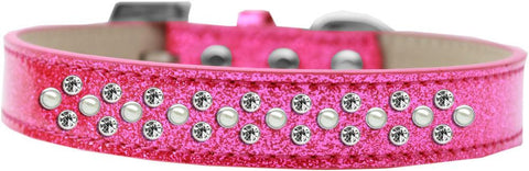 Sprinkles Ice Cream Dog Collar Pearl and Clear Crystals Size 14 Pink