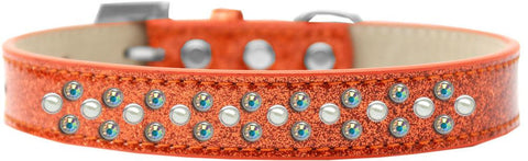 Sprinkles Ice Cream Dog Collar Pearl and AB Crystals Size 12 Orange