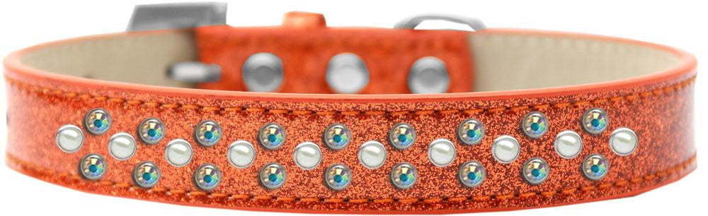 Sprinkles Ice Cream Dog Collar Pearl and AB Crystals Size 20 Orange