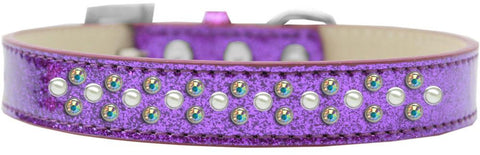 Sprinkles Ice Cream Dog Collar Pearl and AB Crystals Size 12 Purple