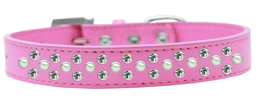 Sprinkles Dog Collar Pearl and Clear Crystals Size 14 Bright Pink