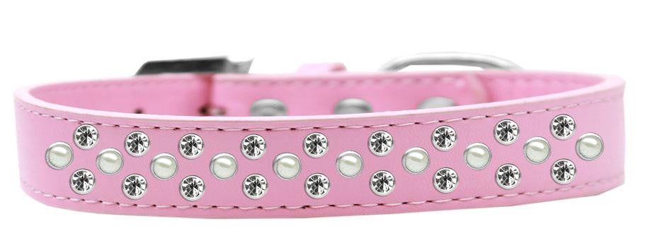 Sprinkles Dog Collar Pearl and Clear Crystals Size 14 Light Pink