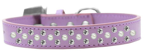 Sprinkles Dog Collar Pearl and Clear Crystals Size 16 Lavender