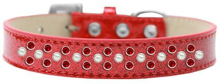 Sprinkles Ice Cream Dog Collar Pearl and Red Crystals Size 12 Red