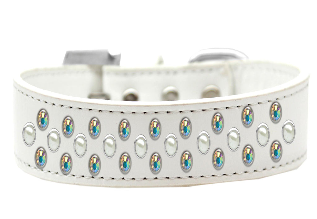 Sprinkles Dog Collar Pearl and AB Crystals Size 14 White