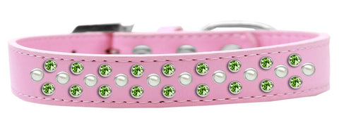 Sprinkles Dog Collar Pearl and Lime Green Crystals Size 16 Light Pink