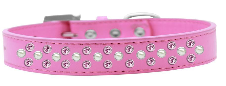 Sprinkles Dog Collar Pearl and Light Pink Crystals Size 14 Bright Pink