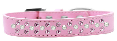 Sprinkles Dog Collar Pearl and Light Pink Crystals Size 12 Light Pink