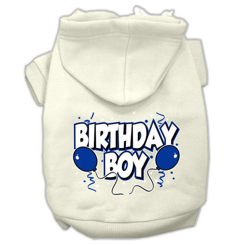 Birthday Boy Screen Print Pet Hoodies Cream Size Med (12)