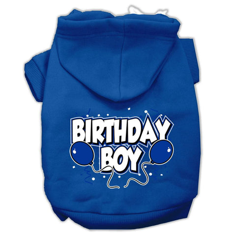 Birthday Boy Screen Print Pet Hoodies Blue Size Sm (10)