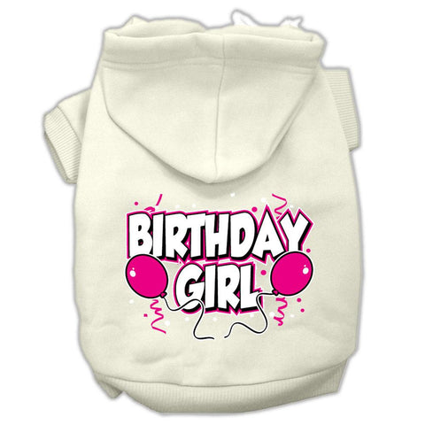 Birthday Girl Screen Print Pet Hoodies Cream Size Lg (14)