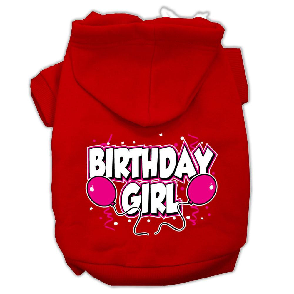 Birthday Girl Screen Print Pet Hoodies Red Size Sm (10)