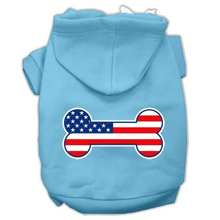 Bone Shaped American Flag Screen Print Pet Hoodies Baby Blue L (14)