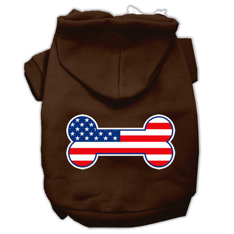 Bone Shaped American Flag Screen Print Pet Hoodies Brown Size L (14)