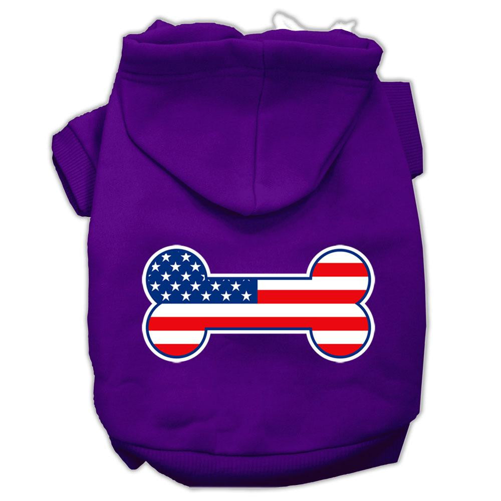 Bone Shaped American Flag Screen Print Pet Hoodies Purple Size L (14)