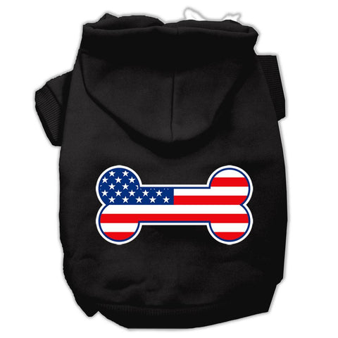 Bone Shaped American Flag Screen Print Pet Hoodies Black Size Xxxl (20)