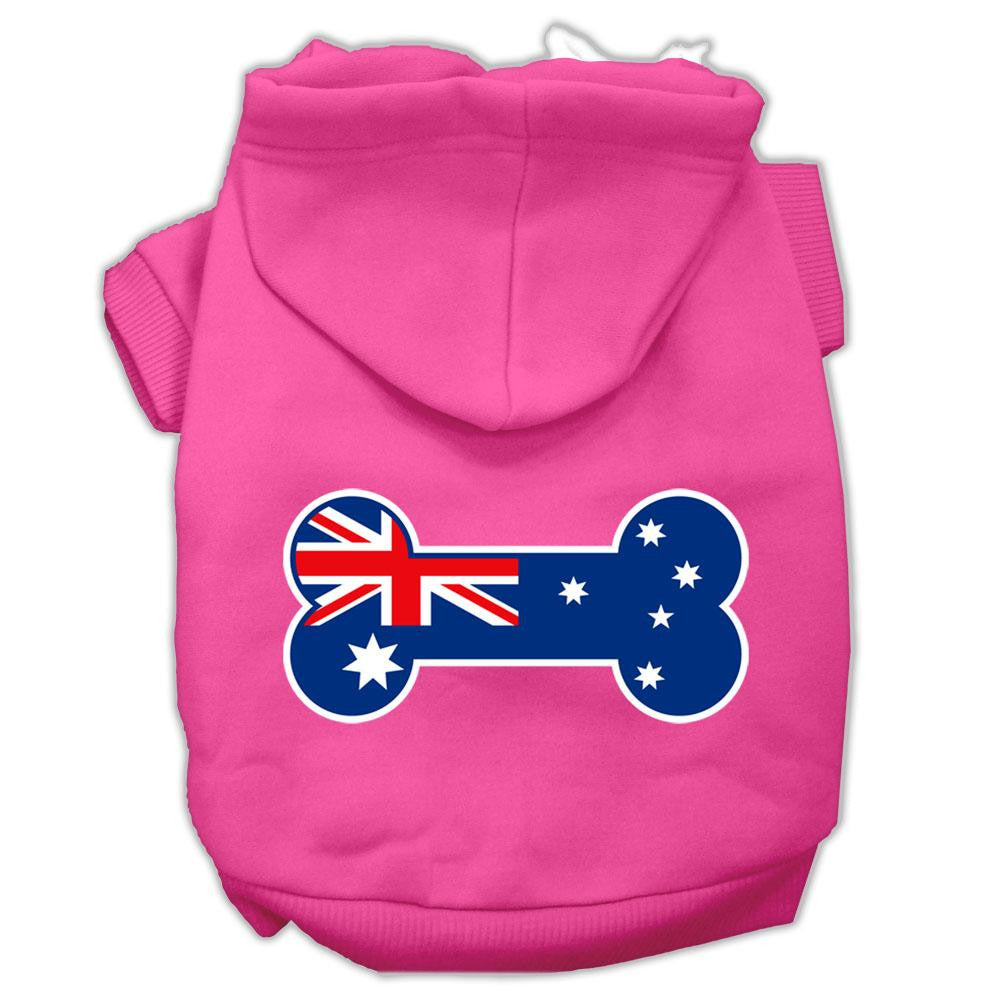 Bone Shaped Australian Flag Screen Print Pet Hoodies Bright Pink Size L (14)