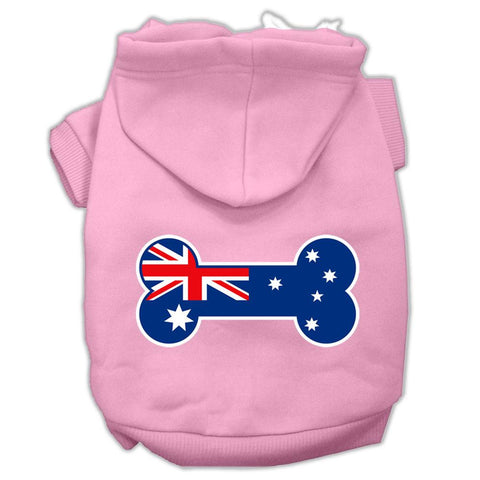 Bone Shaped Australian Flag Screen Print Pet Hoodies Light Pink Size L (14)