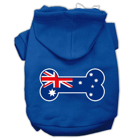 Bone Shaped Australian Flag Screen Print Pet Hoodies Blue Size Med (12)