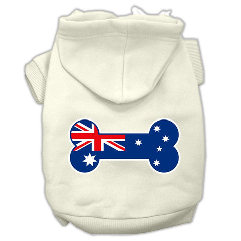 Bone Shaped Australian Flag Screen Print Pet Hoodies Cream Size M (12)