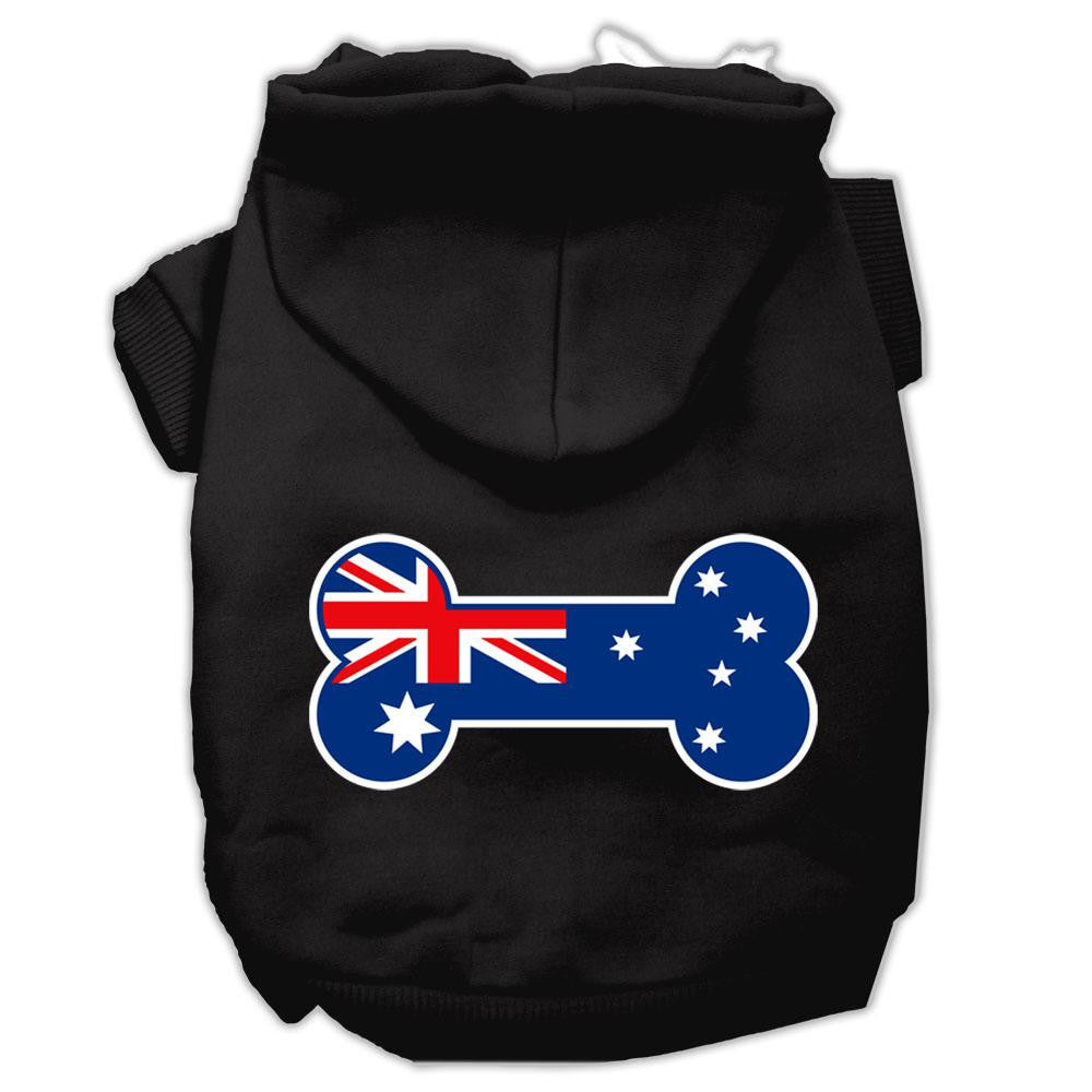 Bone Shaped Australian Flag Screen Print Pet Hoodies Black S (10)