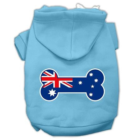 Bone Shaped Australian Flag Screen Print Pet Hoodies Baby Blue Xs (8)