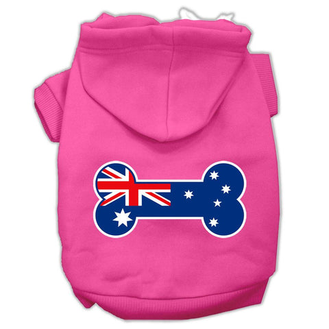 Bone Shaped Australian Flag Screen Print Pet Hoodies Bright Pink Size XS (8)