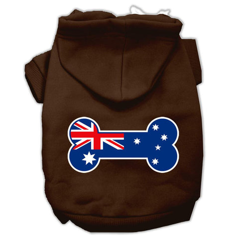 Bone Shaped Australian Flag Screen Print Pet Hoodies Brown Size XS (8)