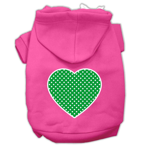 Green Swiss Dot Heart Screen Print Pet Hoodies Bright Pink Size Lg (14)