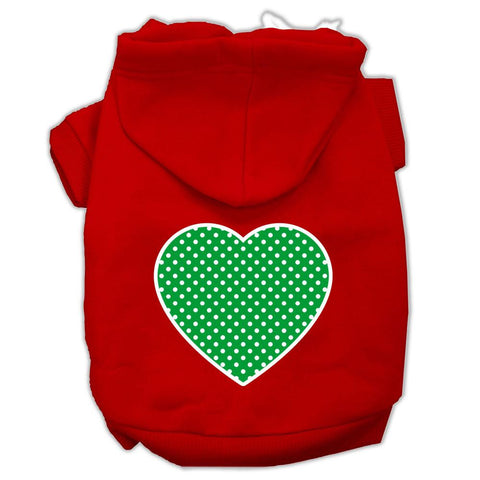 Green Swiss Dot Heart Screen Print Pet Hoodies Red Size Lg (14)