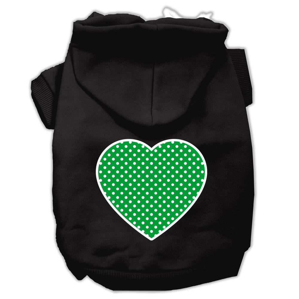 Green Swiss Dot Heart Screen Print Pet Hoodies Black Size Med (12)