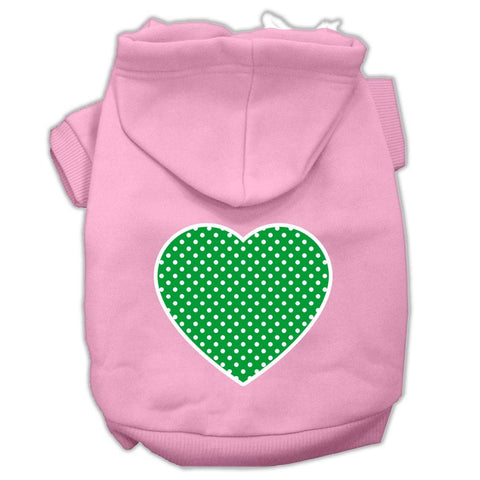 Green Swiss Dot Heart Screen Print Pet Hoodies Light Pink Size Med (12)