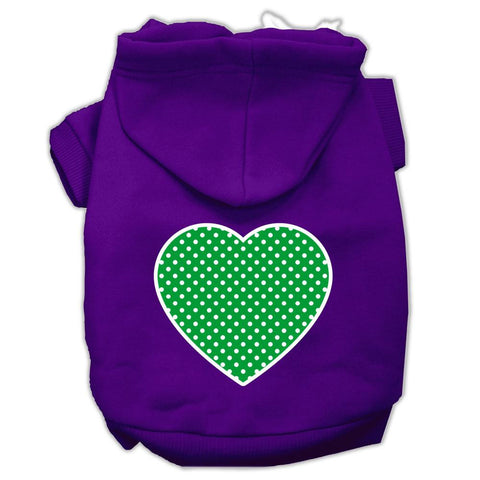 Green Swiss Dot Heart Screen Print Pet Hoodies Purple Size Sm (10)