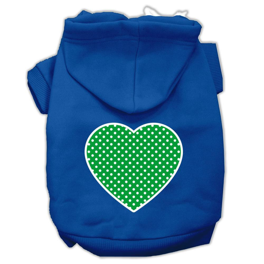 Green Swiss Dot Heart Screen Print Pet Hoodies Blue Size XL (16)