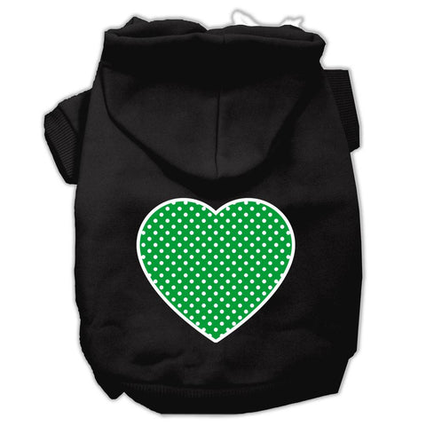 Green Swiss Dot Heart Screen Print Pet Hoodies Black Size XXXL (20)