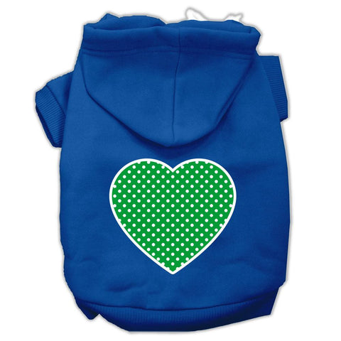 Green Swiss Dot Heart Screen Print Pet Hoodies Blue Size XXXL (20)