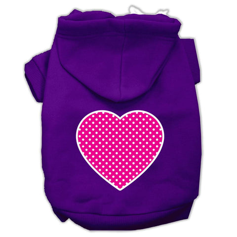 Pink Swiss Dot Heart Screen Print Pet Hoodies Purple Size Med (12)