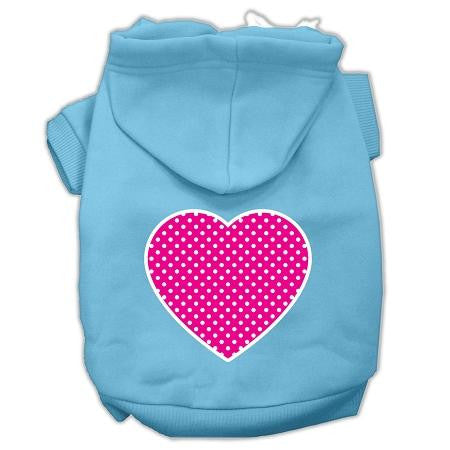 Pink Swiss Dot Heart Screen Print Pet Hoodies Baby Blue Size Xs (8)