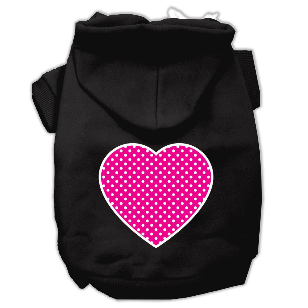 Pink Swiss Dot Heart Screen Print Pet Hoodies Black Size XXXL (20)