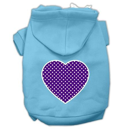 Purple Swiss Dot Heart Screen Print Pet Hoodies Baby Blue Size Lg (14)