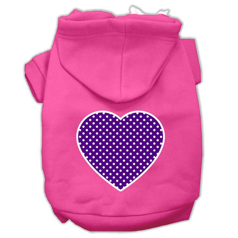 Purple Swiss Dot Heart Screen Print Pet Hoodies Bright Pink Size Lg (14)