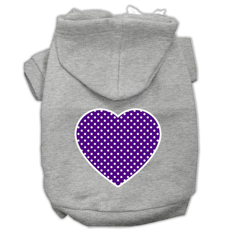 Purple Swiss Dot Heart Screen Print Pet Hoodies Grey Size Lg (14)