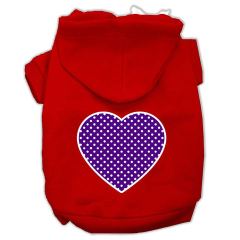 Purple Swiss Dot Heart Screen Print Pet Hoodies Red Size Lg (14)